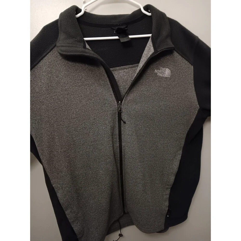 The North Face Men's XL Gray Black Full Zip Fleece Jacket Outdoor Hiking EUC